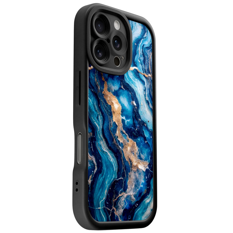 Casimoda iPhone 16 Pro zwarte case - Ocean marble