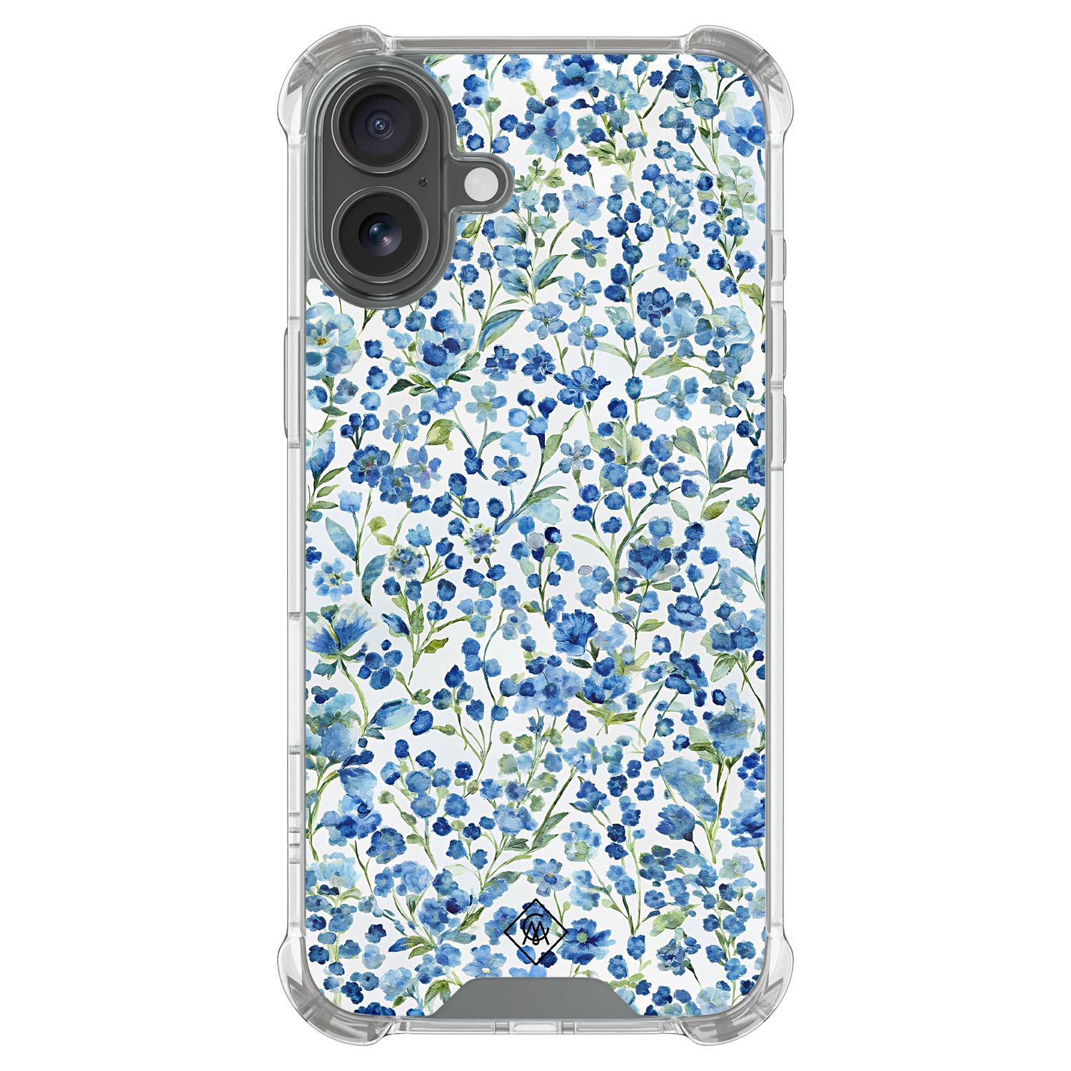 iPhone 16 shockproof hoesje - Vintage blue floral