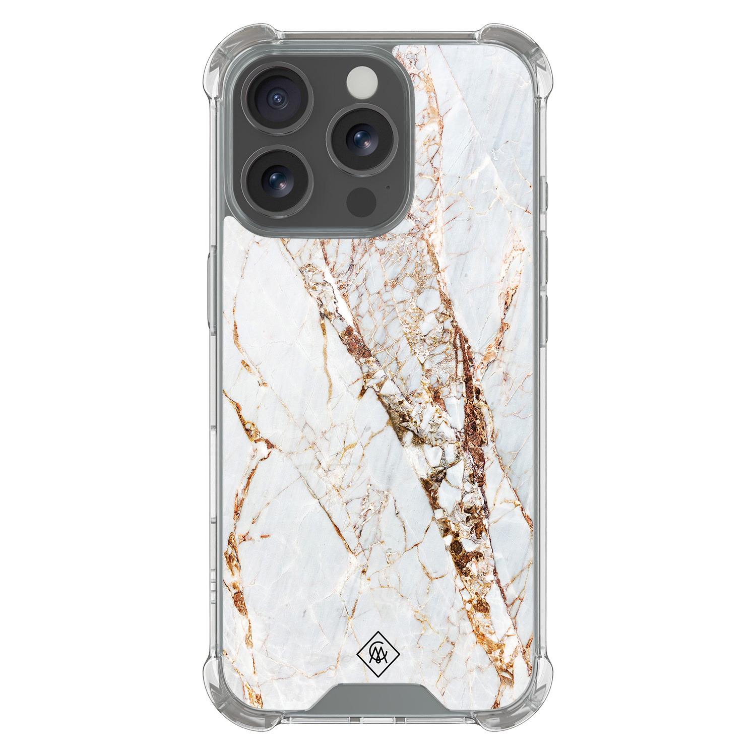 iPhone 16 Pro shockproof hoesje Marmer goud