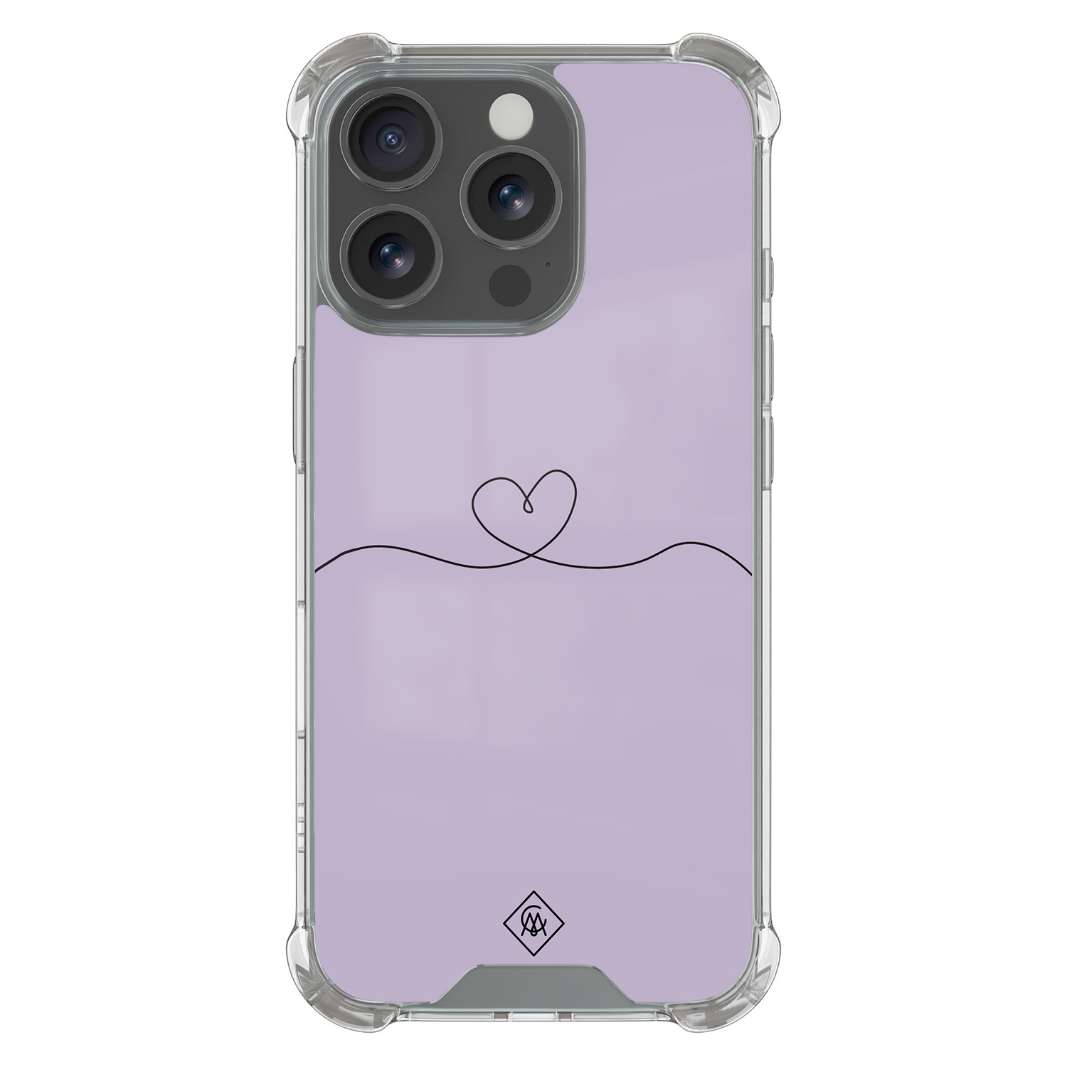 iPhone 16 Pro shockproof hoesje Hart lila