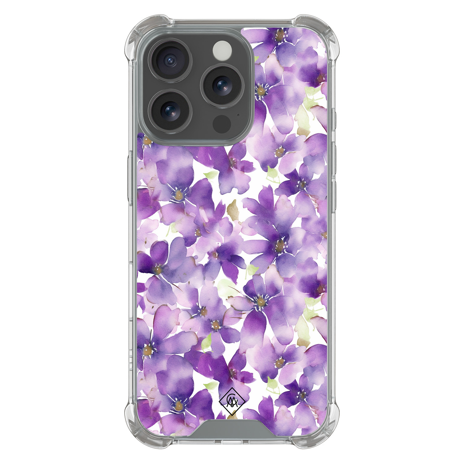 iPhone 16 Pro shockproof hoesje Floral violet