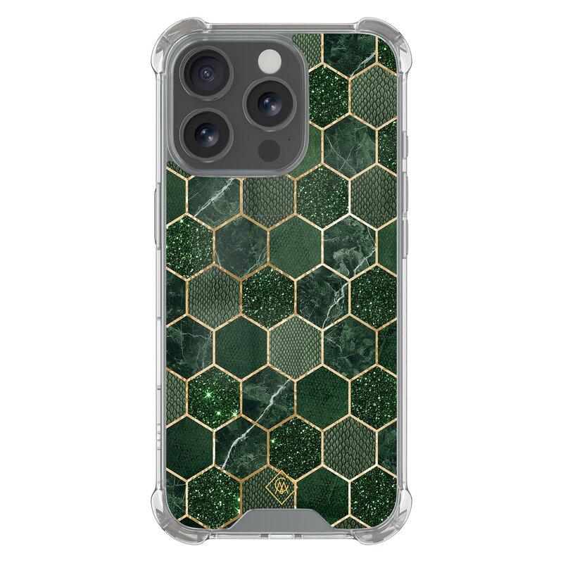 Casimoda iPhone 16 Pro shockproof hoesje - Kubus groen