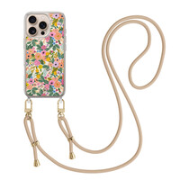 Casimoda iPhone 16 Pro hoesje met beige koord - Pink garden