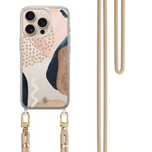 Casimoda iPhone 16 Pro hoesje met beige koord - Abstract dots