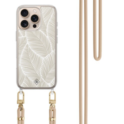 Casimoda iPhone 16 Pro hoesje met beige koord - Palm leaves beige