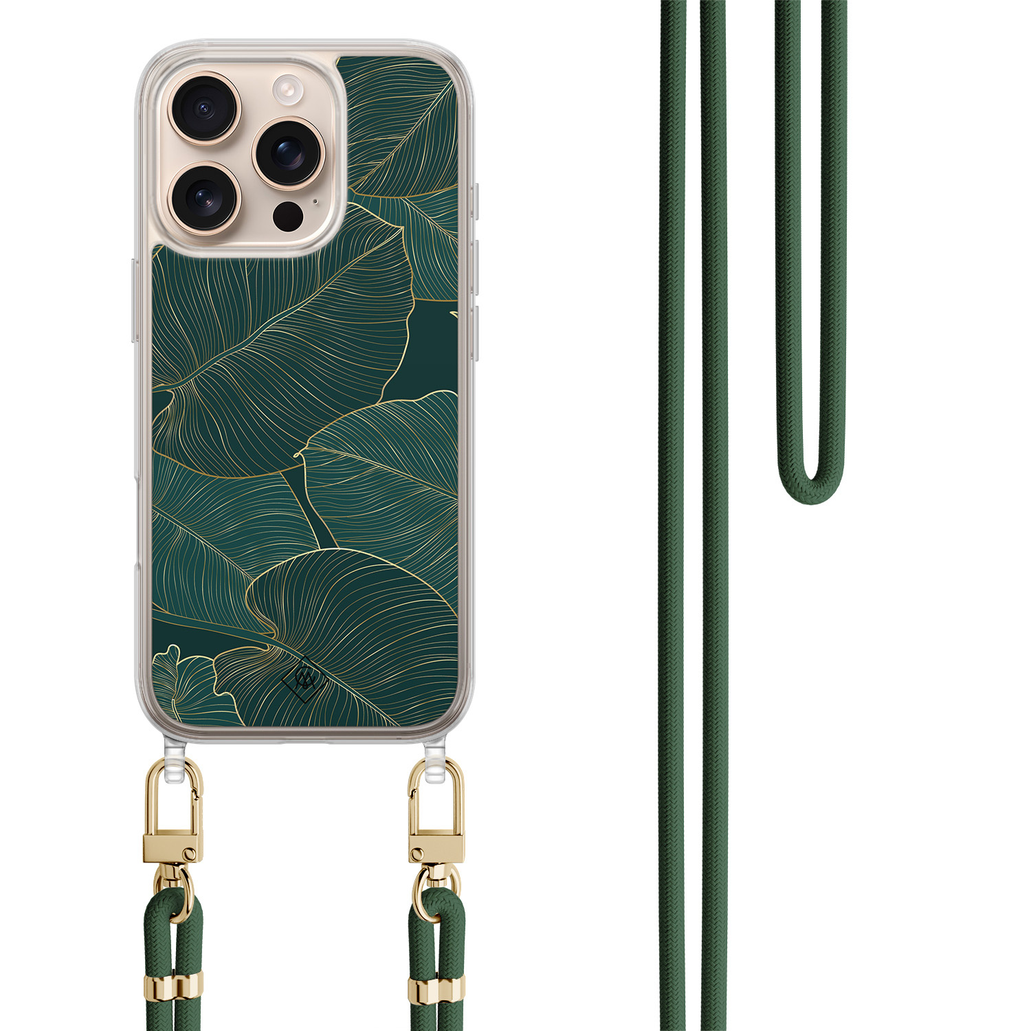 iPhone 16 Pro hoesje met groen koord Monstera leaves