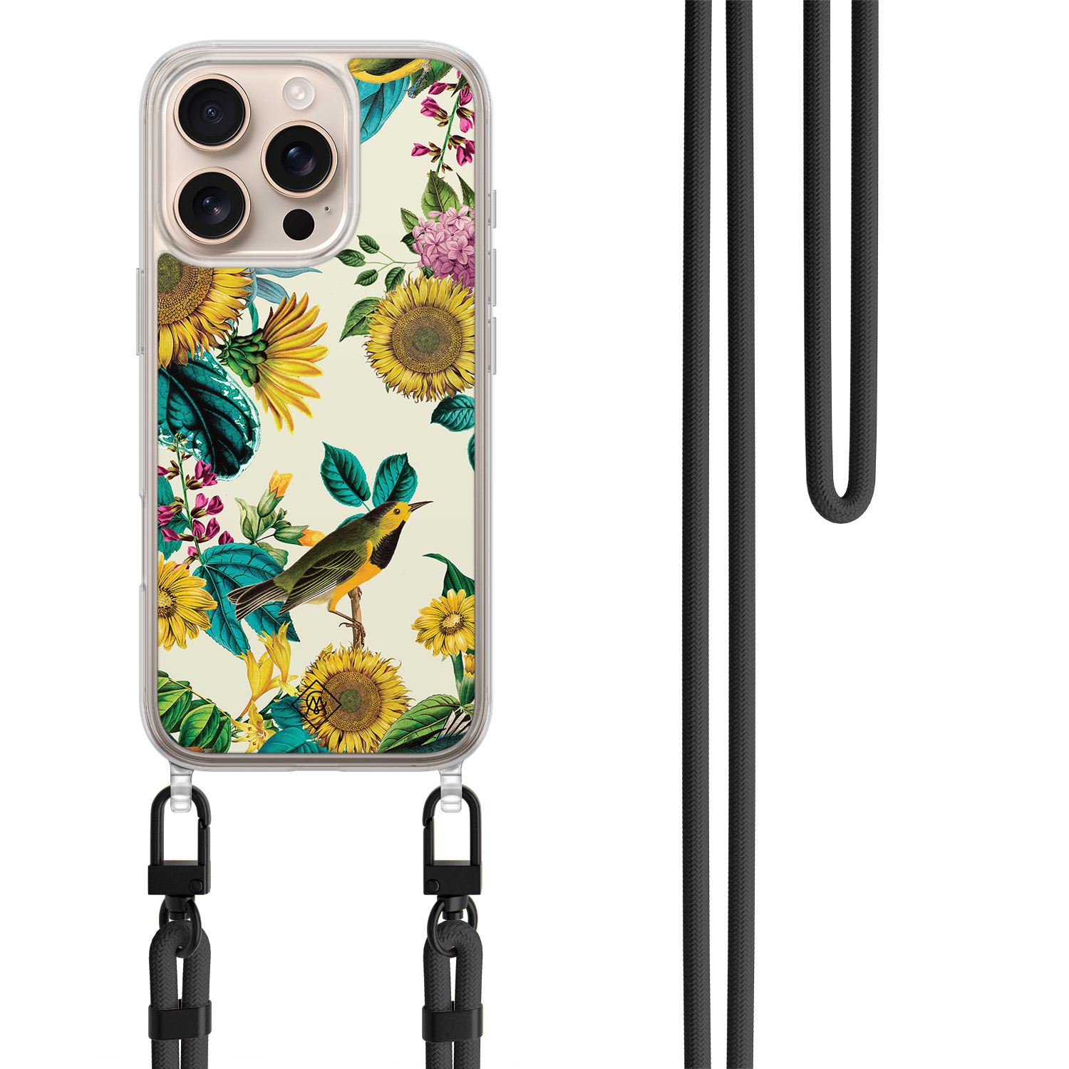 iPhone 16 Pro hoesje met zwart koord - Sunflowers