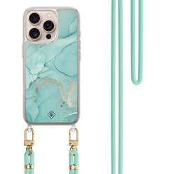 Casimoda iPhone 16 Pro hoesje met mint koord - Touch of mint