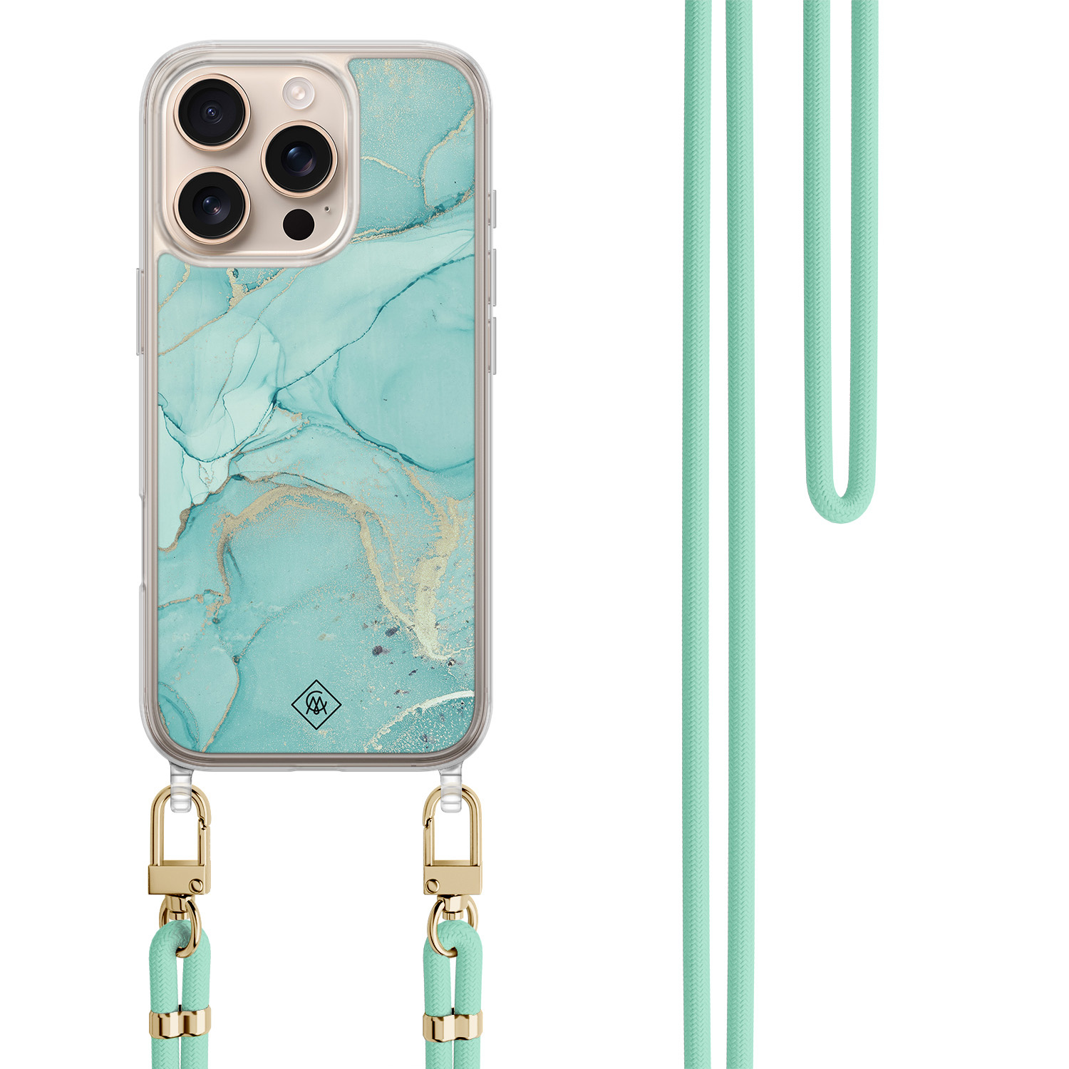 iPhone 16 Pro hoesje met mint koord - Touch of mint