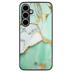 Casimoda Samsung Galaxy S24 FE hoesje - Marmer mint goud