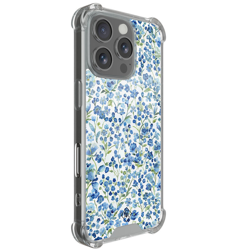 Casimoda iPhone 16 Pro Max shockproof hoesje - Vintage blue floral