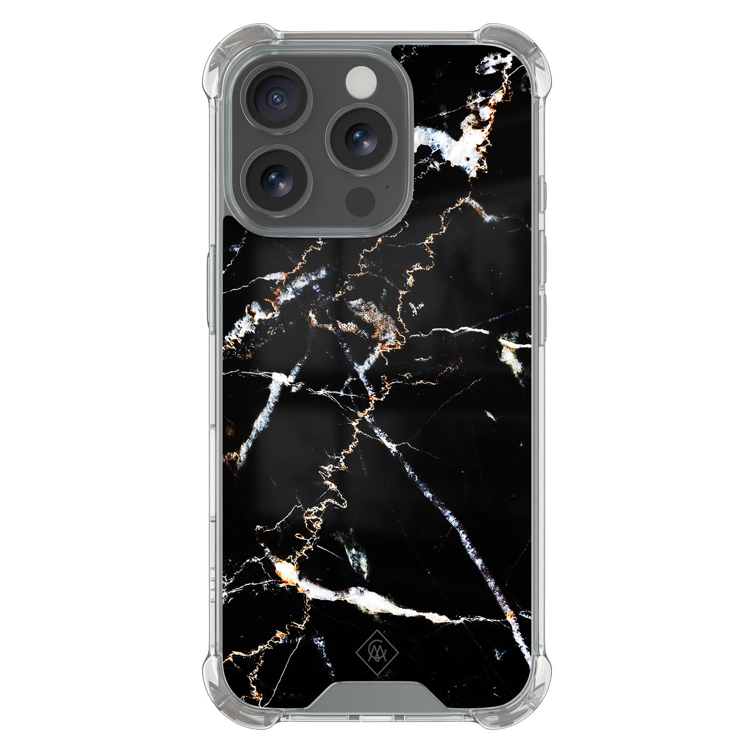 iPhone 16 Pro Max shockproof hoesje - Marmer zwart
