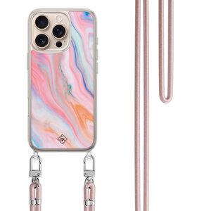 Casimoda iPhone 16 Pro Max hoesje met rosegoud koord - Pink glam