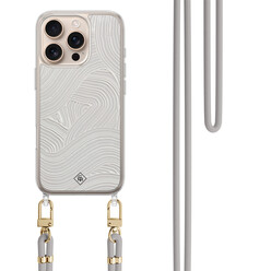 Casimoda iPhone 16 Pro Max hoesje met grijs koord - Abstract waves