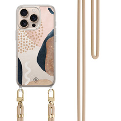 Casimoda iPhone 16 Pro Max hoesje met beige koord - Abstract dots