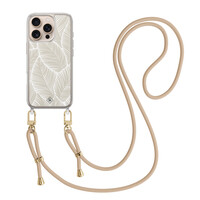 Casimoda iPhone 16 Pro Max hoesje met beige koord - Palm leaves beige