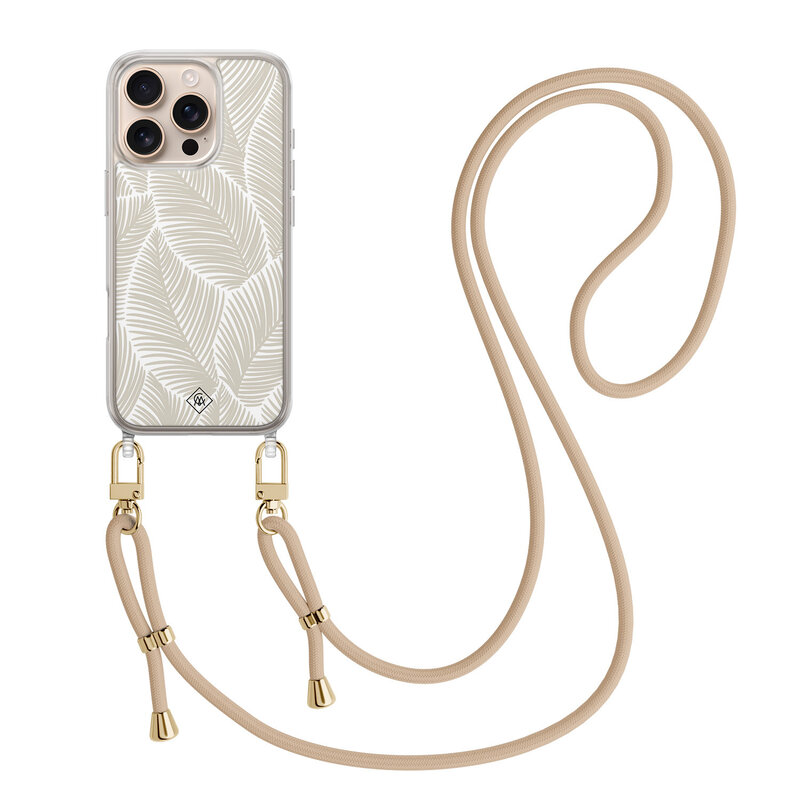Casimoda iPhone 16 Pro Max hoesje met beige koord - Palm leaves beige