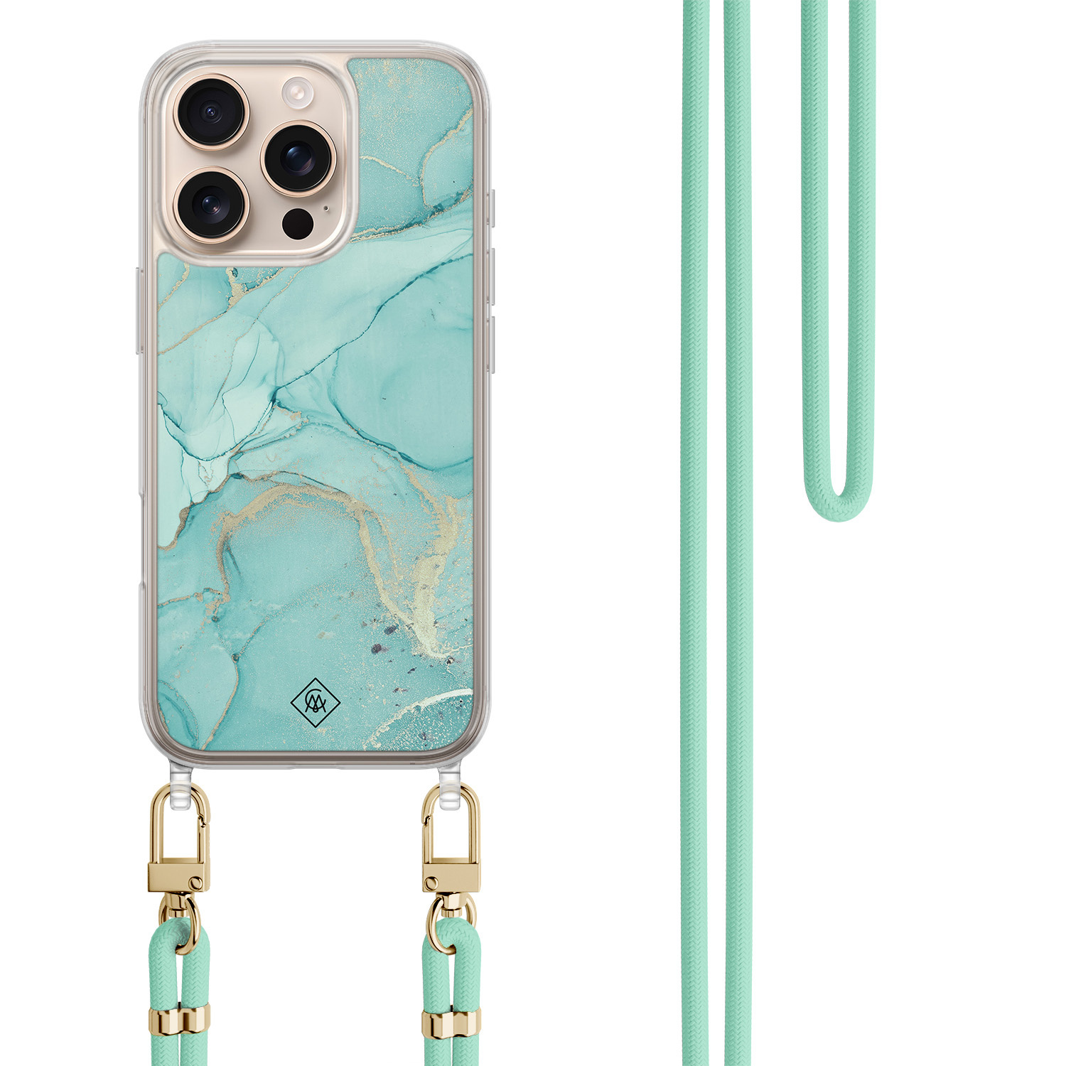 iPhone 16 Pro Max hoesje met mint koord - Touch of mint