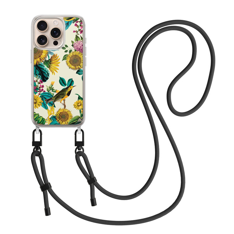Casimoda iPhone 16 Pro Max hoesje met zwart koord - Sunflowers