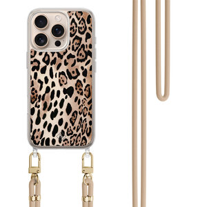 Casimoda iPhone 16 Pro Max hoesje met beige koord - Golden wildcat