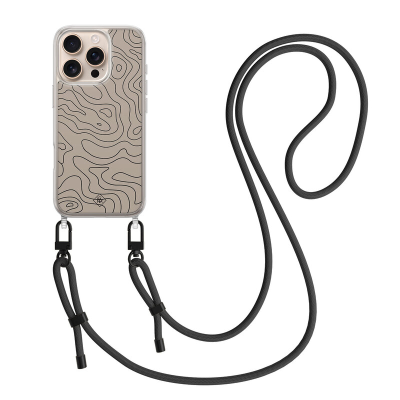 Casimoda iPhone 16 Pro Max hoesje met zwart koord - Abstract lines