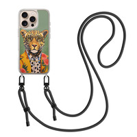 Casimoda iPhone 16 Pro Max hoesje met zwart koord - Luipaard hipster