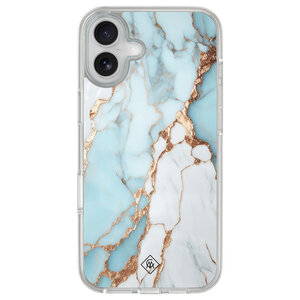 Casimoda iPhone 16 hybride hoesje - Marmer lichtblauw