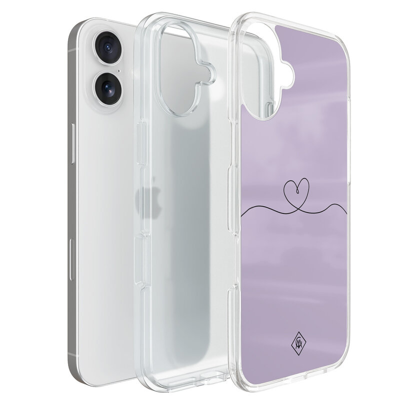 Casimoda iPhone 16 hybride hoesje - Hart lila
