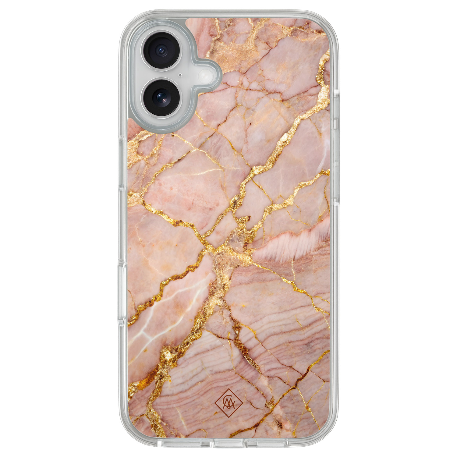 iPhone 16 hybride hoesje Rose gold marble