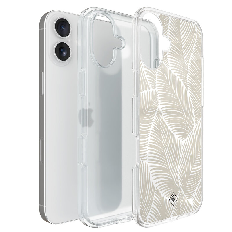 Casimoda iPhone 16 hybride hoesje - Palmy leaves beige