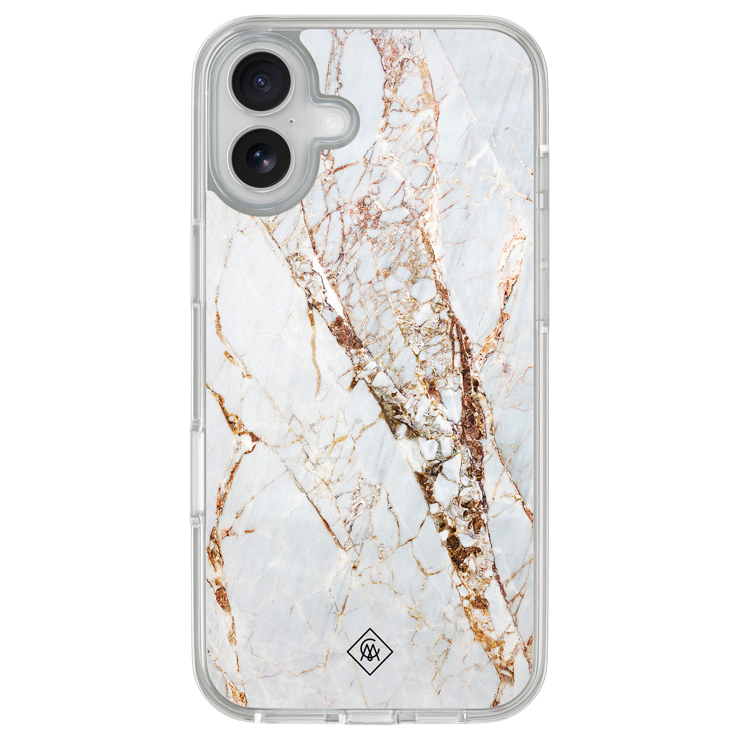 iPhone 16 hybride hoesje - Marmer goud