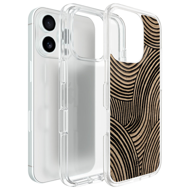Casimoda iPhone 16 Pro hybride hoesje - Ebony waves