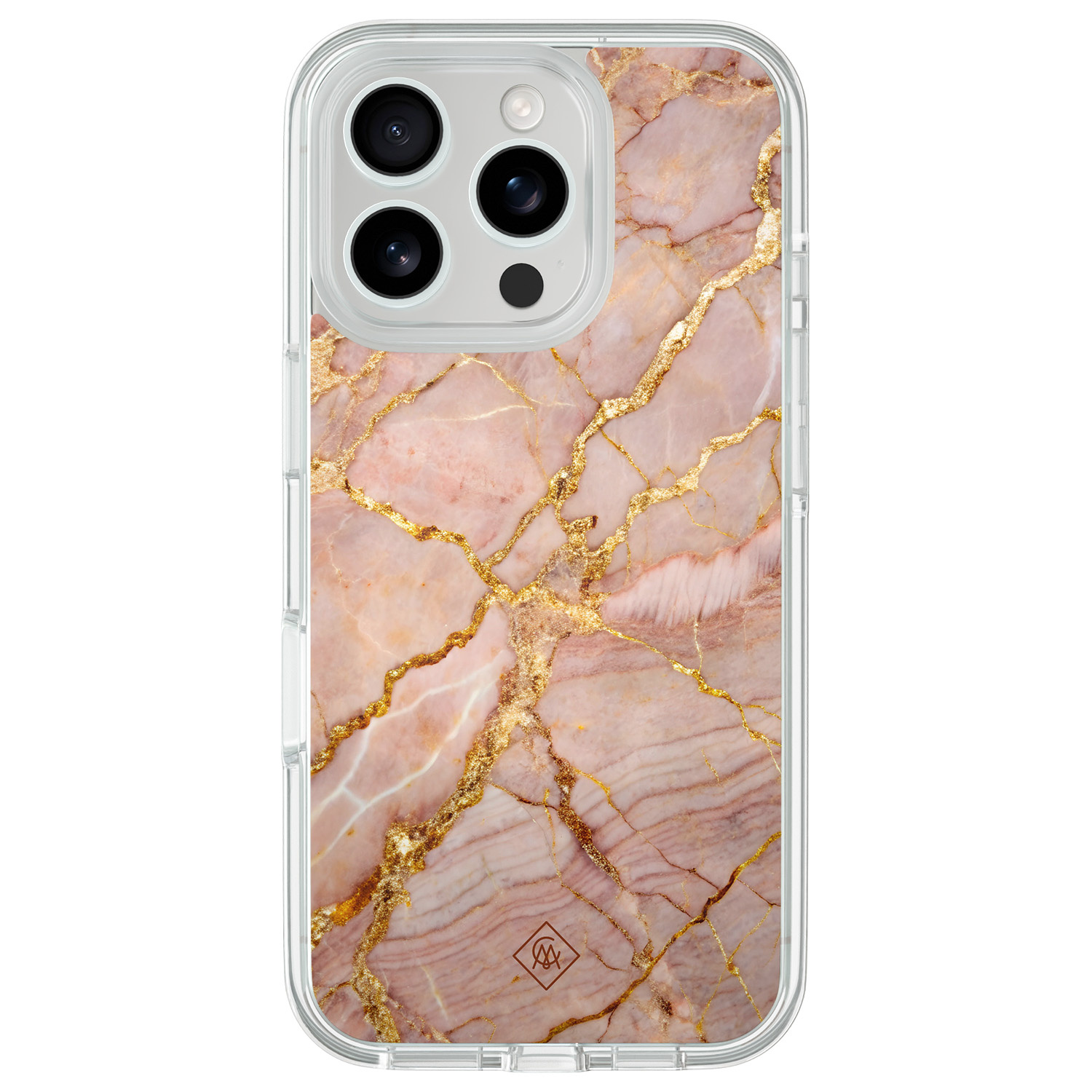 iPhone 16 Pro hybride hoesje Rose gold marble
