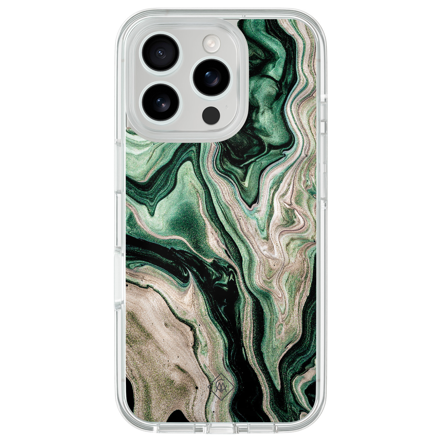 iPhone 16 Pro hybride hoesje - Green waves