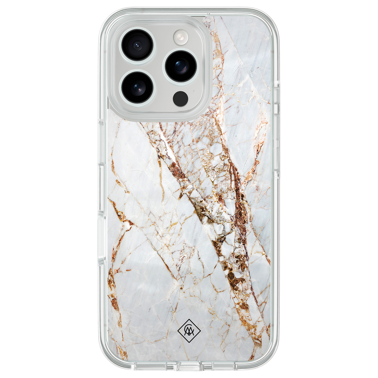 iPhone 16 Pro hybride hoesje - Marmer goud