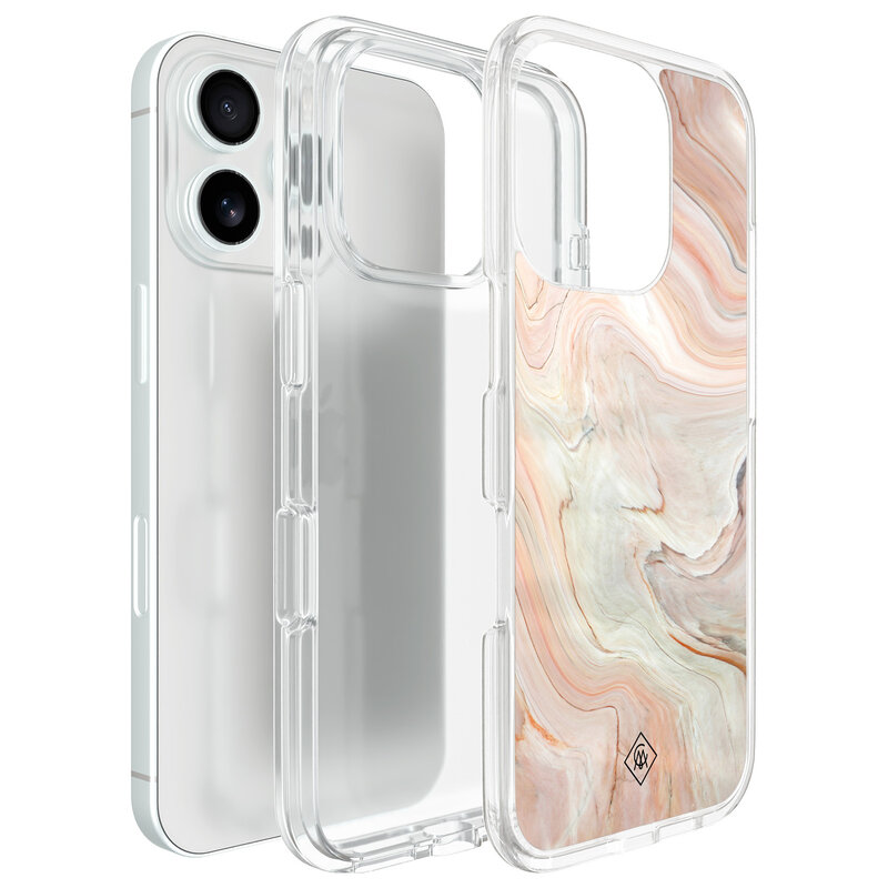 Casimoda iPhone 16 Pro hybride hoesje - Marmer waves