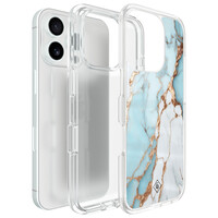Casimoda iPhone 16 Pro Max hybride hoesje - Marmer lichtblauw