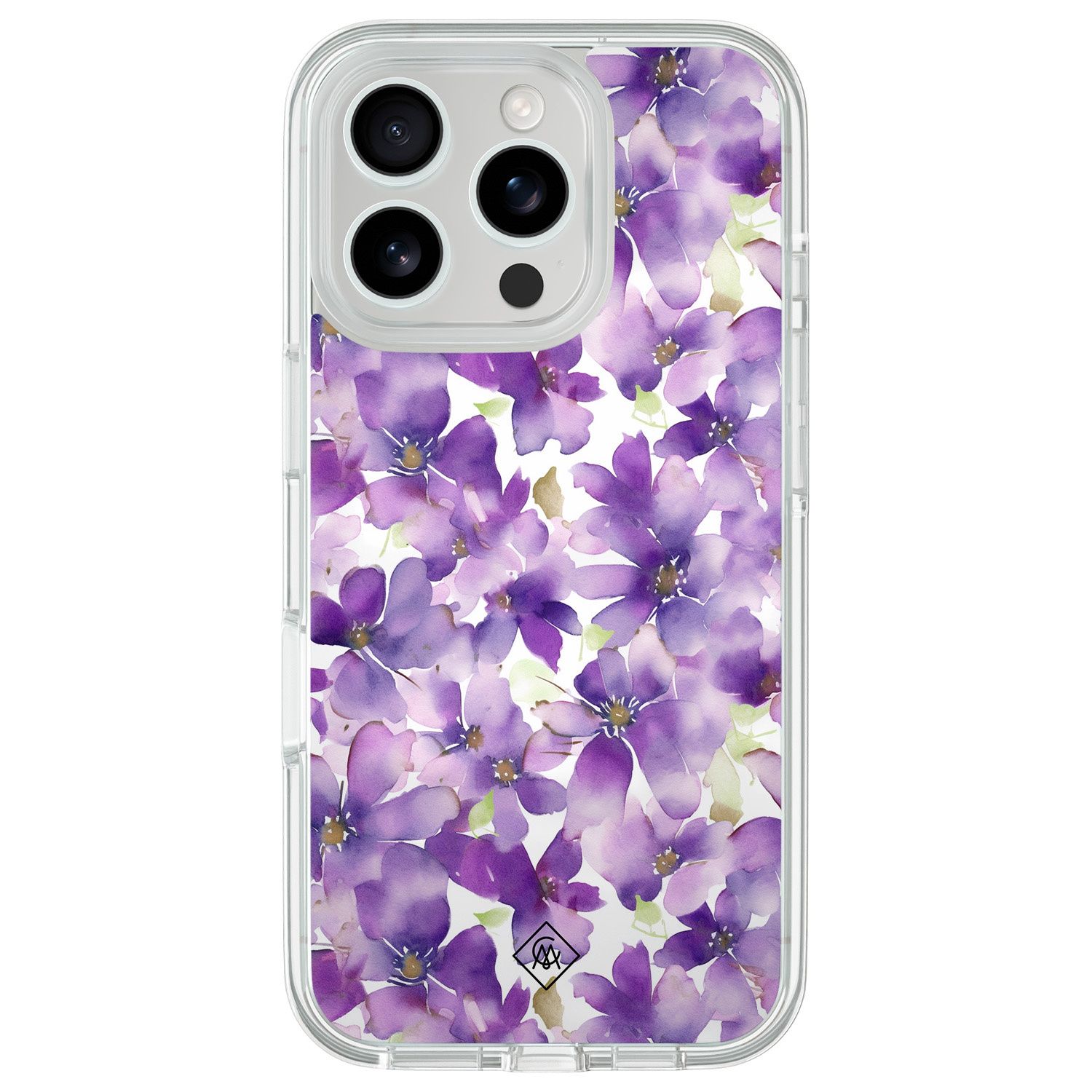 iPhone 16 Pro Max hybride hoesje - Floral violet