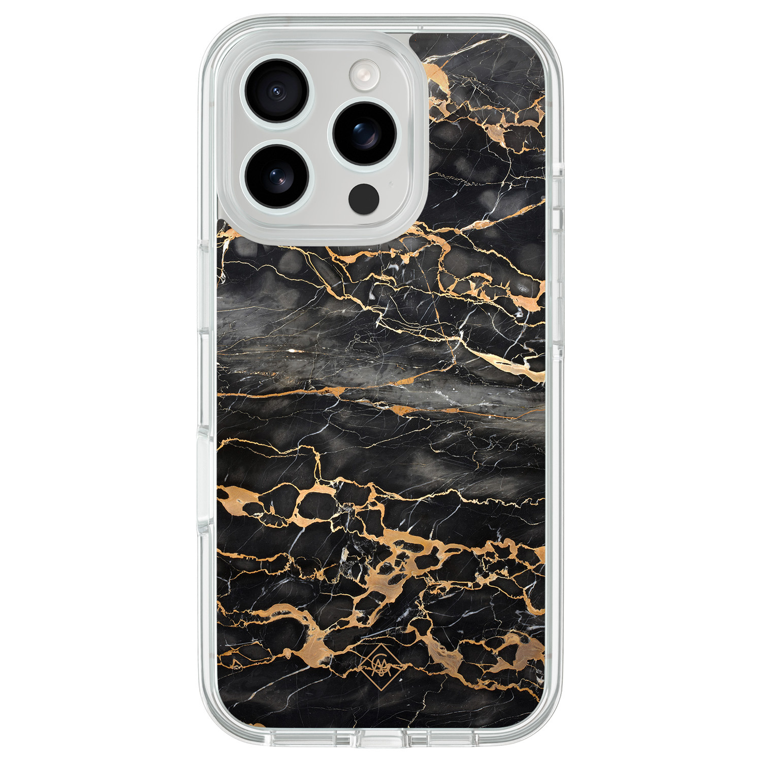 iPhone 16 Pro Max hybride hoesje - Marmer grijs brons