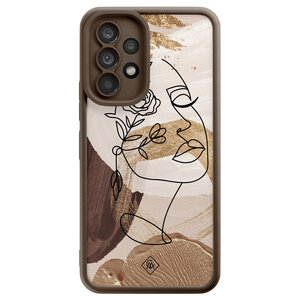 Casimoda Samsung Galaxy A53 bruine case - Abstract gezicht bruin