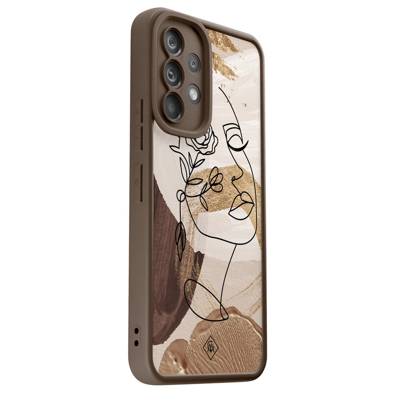 Casimoda Samsung Galaxy A53 bruine case - Abstract gezicht bruin