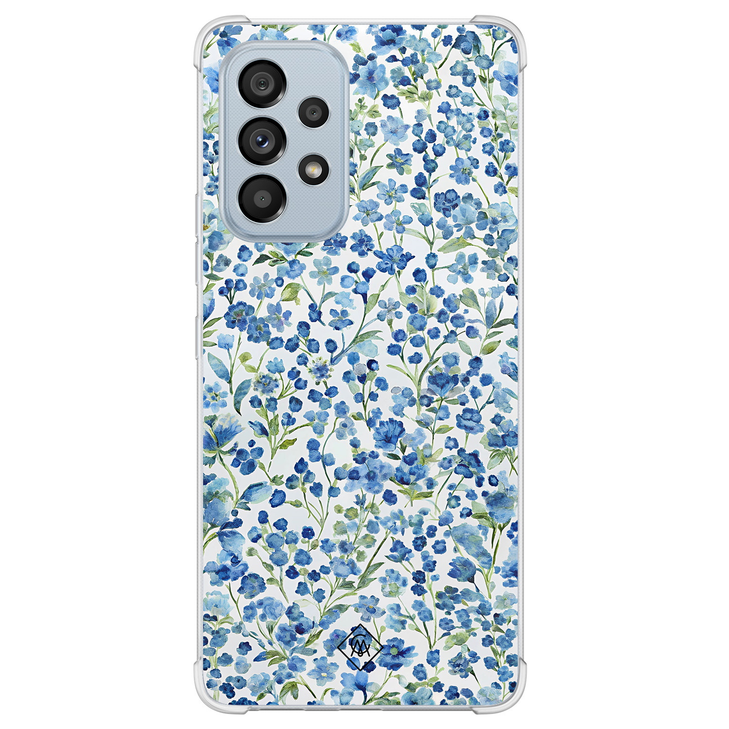 Samsung Galaxy A53 shockproof hoesje Vintage blue floral