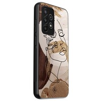 Casimoda Samsung Galaxy A53 hoesje - Abstract gezicht bruin