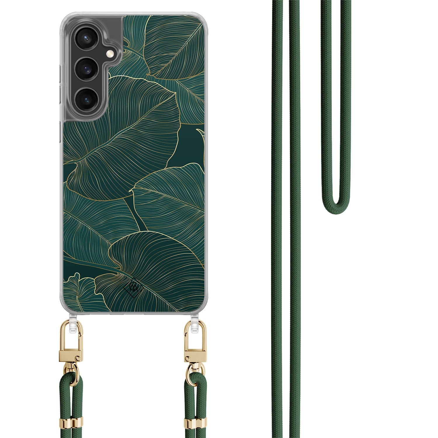 Samsung Galaxy S24 FE hoesje met groen koord Monstera leaves