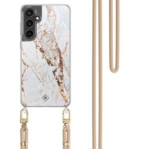 Casimoda Samsung Galaxy S24 FE hoesje met beige koord - Marmer goud