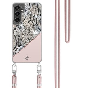 Casimoda Samsung Galaxy S24 FE hoesje met rosegoud koord - Snake print