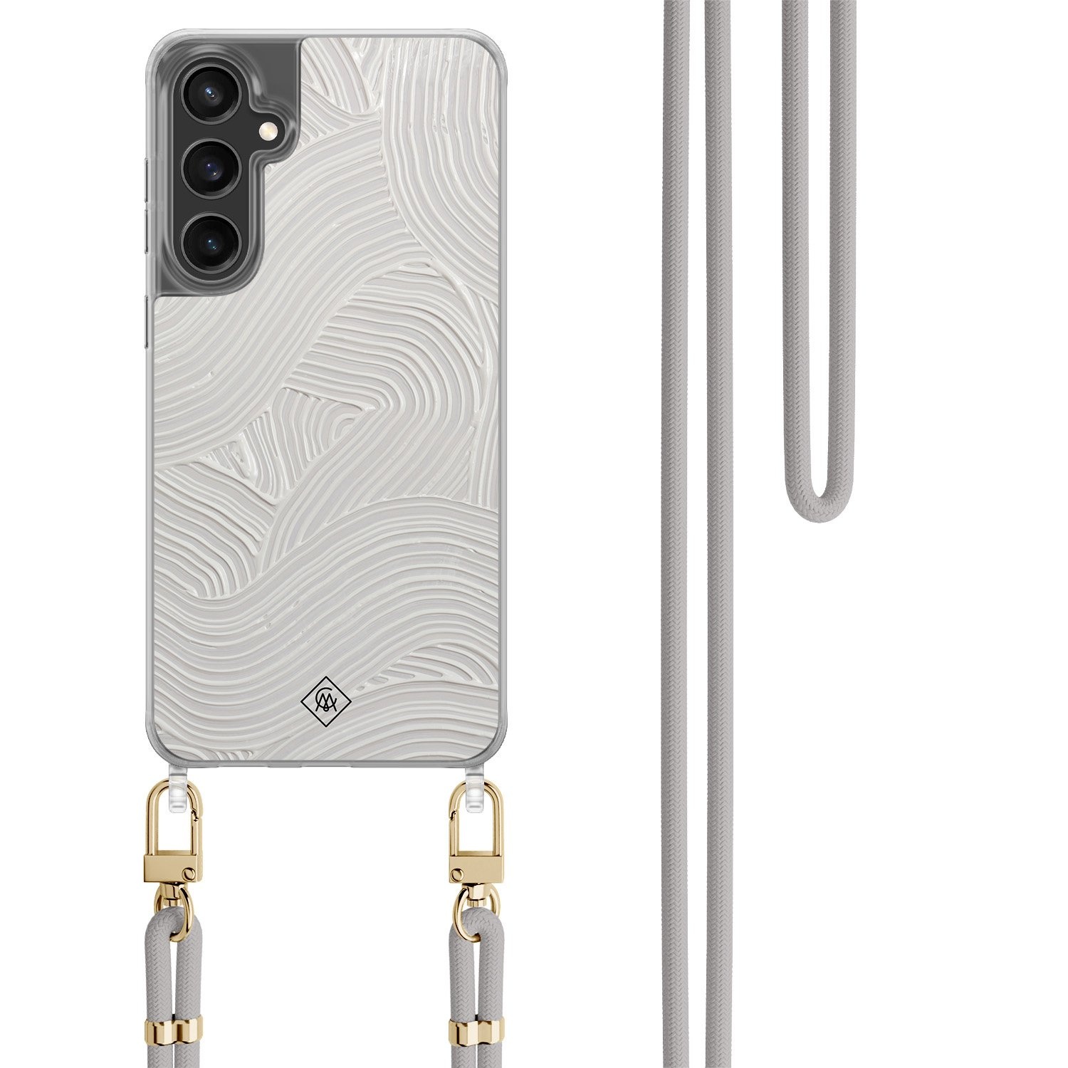 Samsung Galaxy S24 FE hoesje met grijs koord - Abstract waves