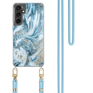 Casimoda Samsung Galaxy S24 FE hoesje met blauw koord - Marble sea