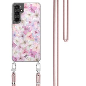Casimoda Samsung Galaxy S24 FE hoesje met rosegoud koord - Hortensia