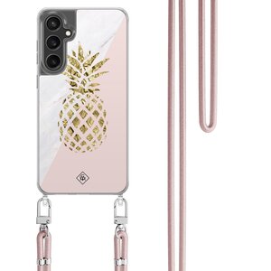 Casimoda Samsung Galaxy S24 FE hoesje met rosegoud koord - Ananas